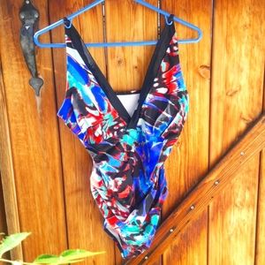 George multi color one piece swim suit